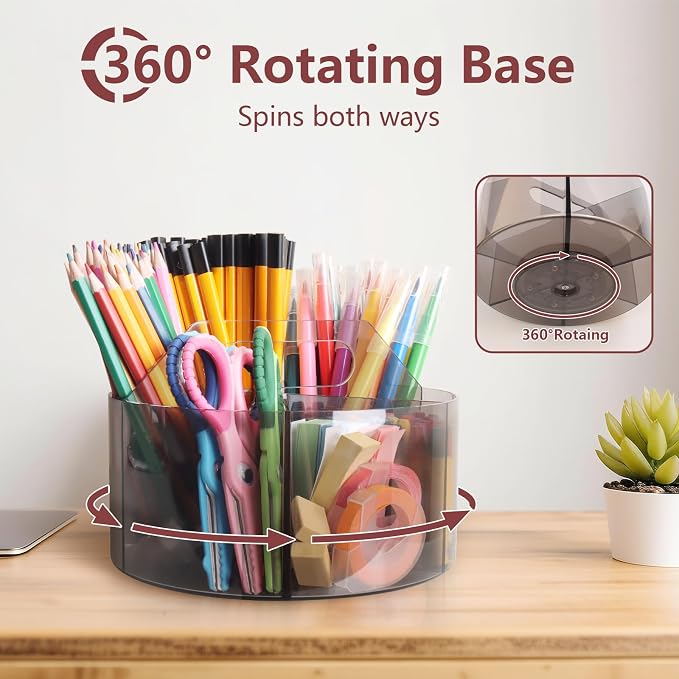 Absonic 250pcs Acrylic Pencil Holder Marker Organizer, 360-Degree Rotating Pen - Image 3