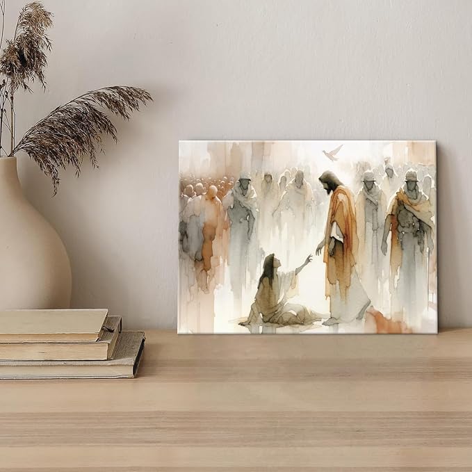 Jesus Heals The Woman Wall Art Canvas Poster Print Artwork - Image 5