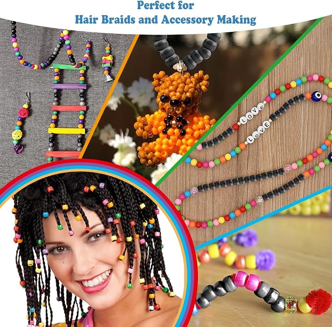 QPIXVB 1100PCS Pony Beads Black, Beads - Image 6