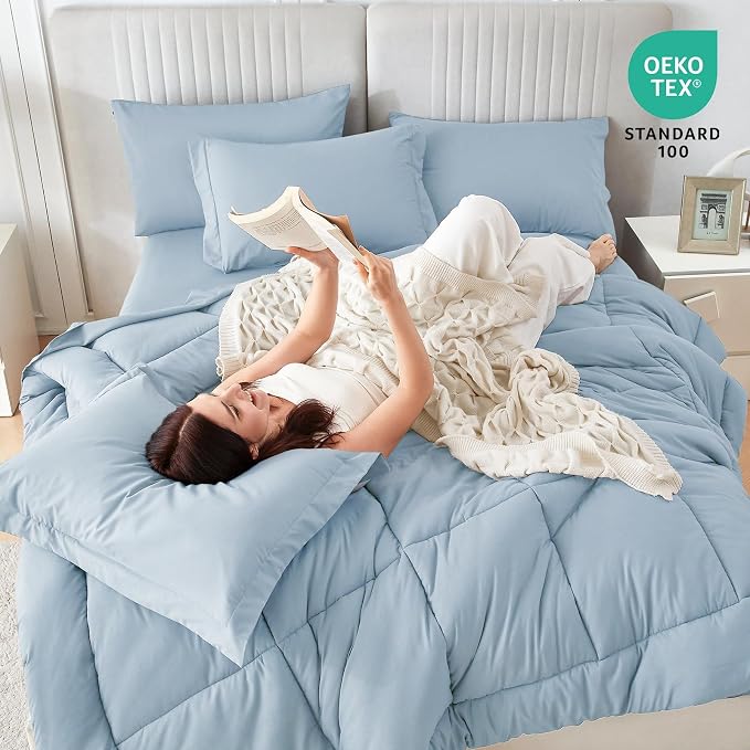 Sasttie Queen Comforter Set, 7 Pieces Bed in a Bag Queen, Complete Bedding Set - Image 5