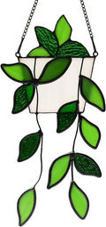BOXCASA Plant Stained Glass Window Hanging Handmade Green Suncatcher Gift | by BOXCASA