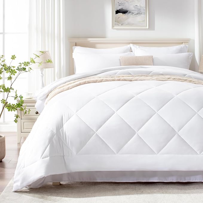 Love's cabin King Size Comforter Set White, 7 Pieces King Bed in a Bag - Image 2