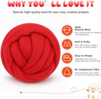 3.53oz Wool Roving: Needle Felting Wool White Roving Wool Felting Supplies Pure - Image 2