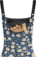 Clothes Pin Hanging Bag with Big Opening Storage Clothes Pins & Mini Clothespins, Hanging Laundry Bag Fits Retractable Clothes Line Outdoors - Daisy Print