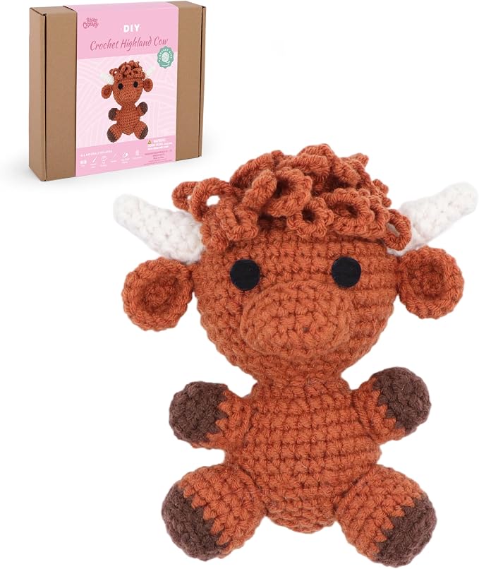 HOUSE CREATIVITY Crochet Kit for Beginners, Make a Highland Cow, Amigurumi by HouseCreativity