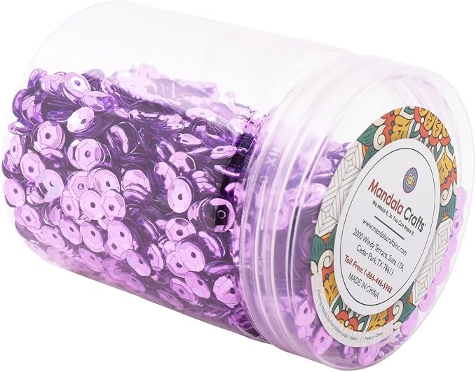 Mandala Crafts 6mm Cup Round Lavender Sequins - Image 4