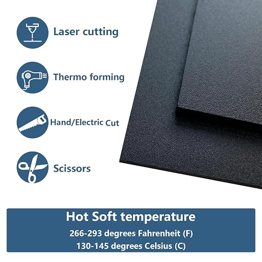3 Pack Black Plastic Sheet 12x16x0.08 in Flexible High Tensile Plastic Sheets - Image 3