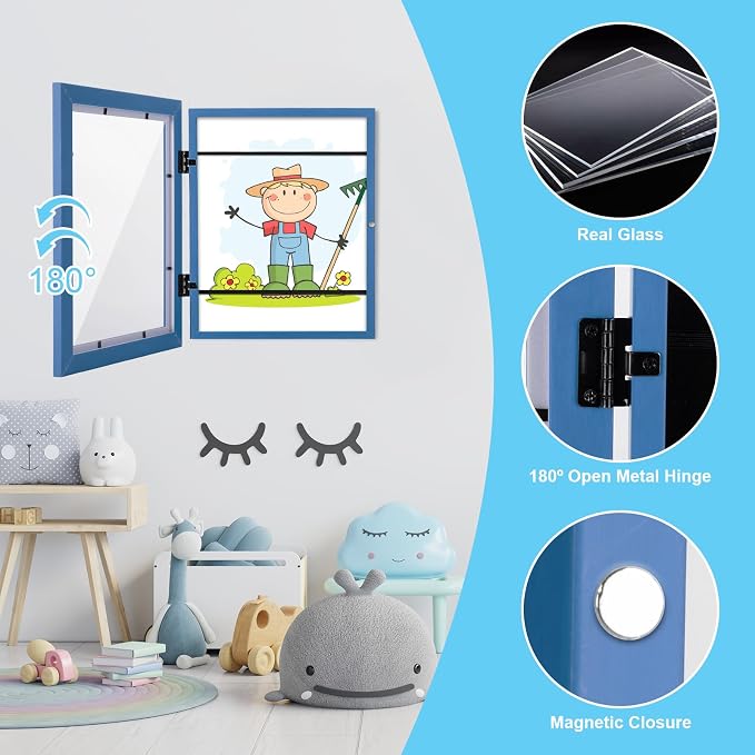 Kids Art Frames, 8.5x11 Front Opening Kids Artwork Frames Changeable, Dark Blue - Image 6