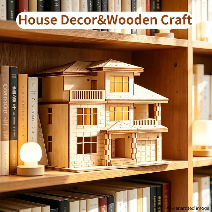 3D Wooden Puzzles for Adults, Miniature Villa Model Kit, DIY Wooden Craft for - Image 5