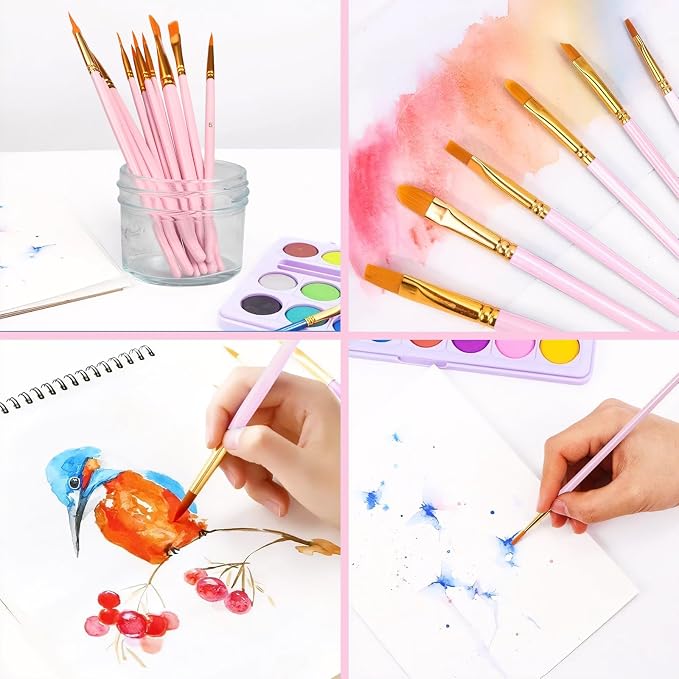 AROIC Acrylic Paint Brushes, 6 Packs/60 pcs Nylon Hair Paint Brush Set - Image 7