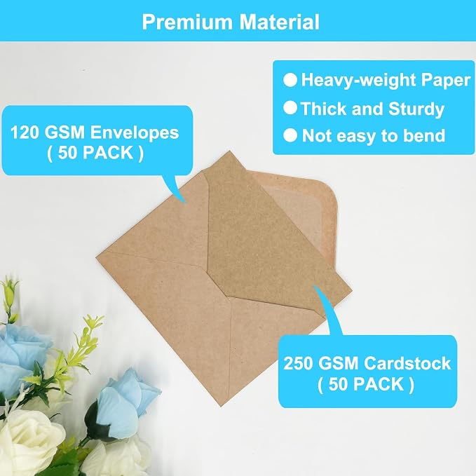 50 Pack Blank Cards and Envelopes 4x6, Folded Cardstock - Image 3