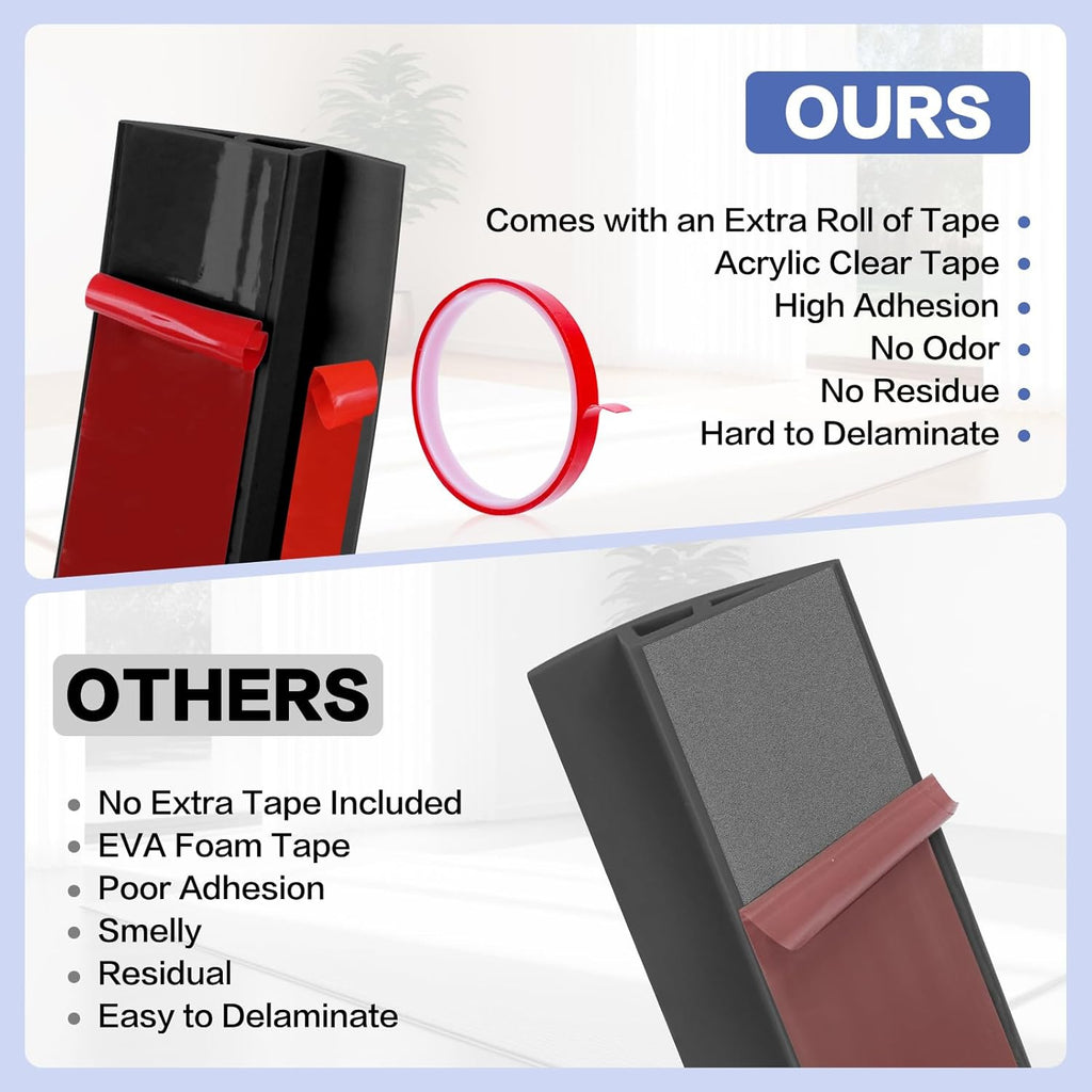 Floor Transition Strip Vinyl Door Threshold Ramp Self Adhesive Carpet Edging Strip Doorway Edge Trim, Overlap Edge Reducer for Laminate Carpet, Floor, Tile (Black, 3/5" to 4/5", 3.3Ft)