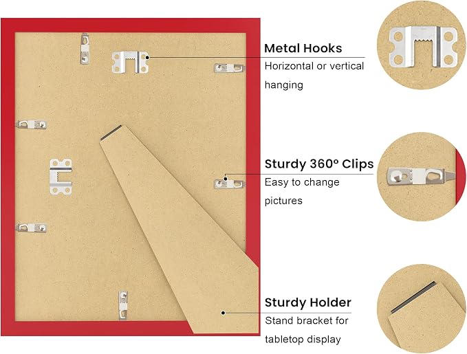 8x10 Picture Frame with Real Glass, Wooden cute 8 x 10 Photo Frame with Wavy Mat - Image 4