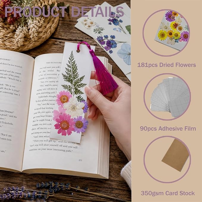 Bakayoyo 451 pcs DIY Dried Pressed Flowers Bookmark Making Kit, DIY Paper Book - Image 4