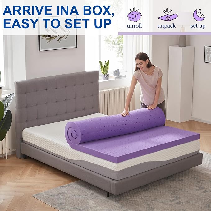 SINWEEK 2 Inch Gel Memory Foam Mattress Topper Ventilated Soft Pressure Relieve - Image 5