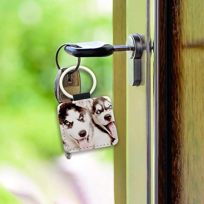 12 Pcs Sublimation Blank Keychains, PU Leather White Keychains Ornament Pendants - Image 6