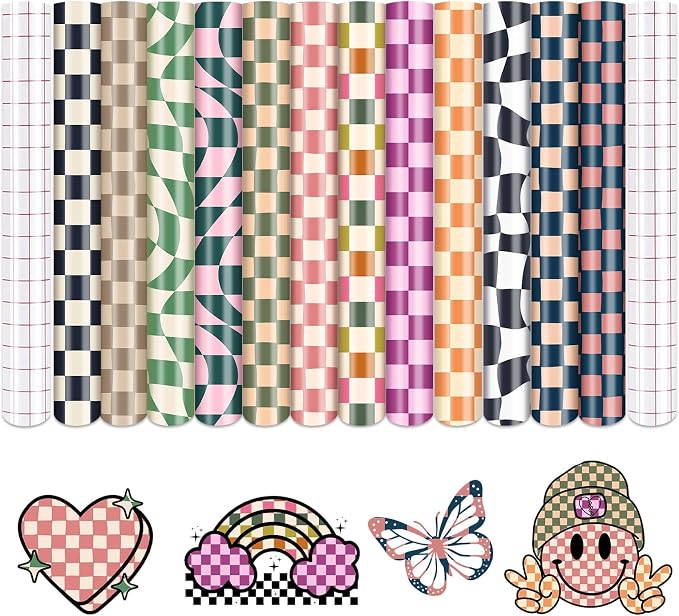 Tintnut Checkerboard Permanent Vinyl, waterproof, easy peel & stick, works by Tintnut