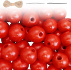 200Pcs Red Large Wooden Beads - 16mm by SMANTA