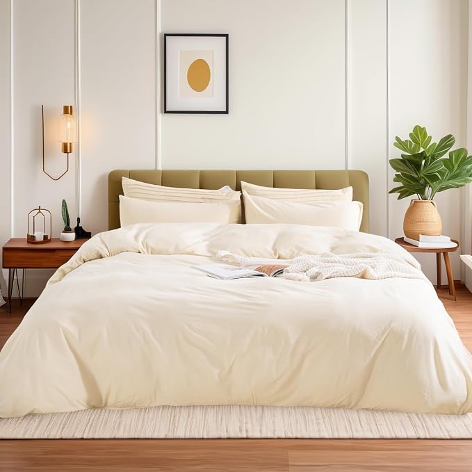 NEXHOME PRO Duvet Cover Set 100% Washed Cotton Oversized King 120"x98" Linen - Image 2