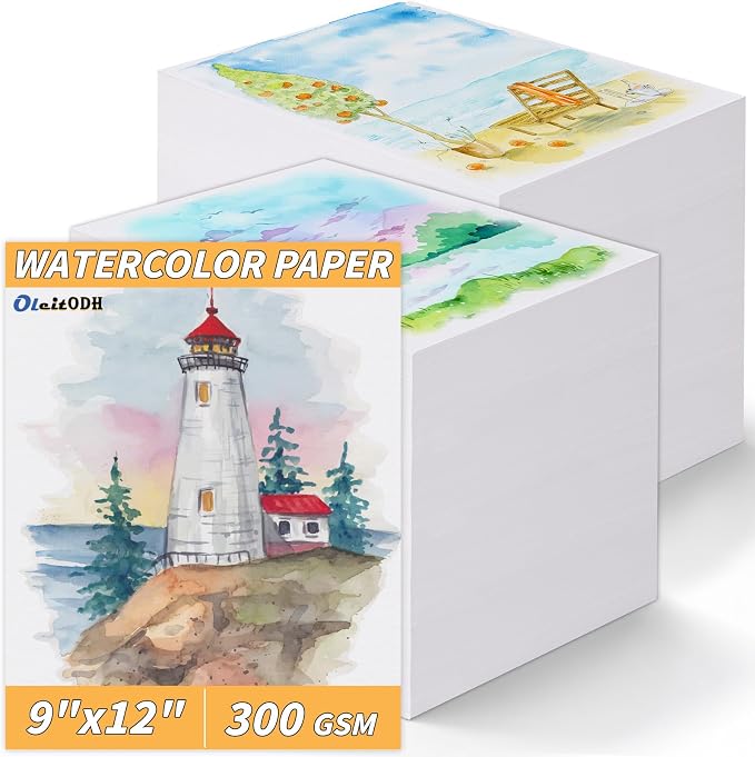 150 Sheets 100% Cotton Watercolor Paper Bulk -140LB/300GSM Art Paper-9 x 12 - Image 8