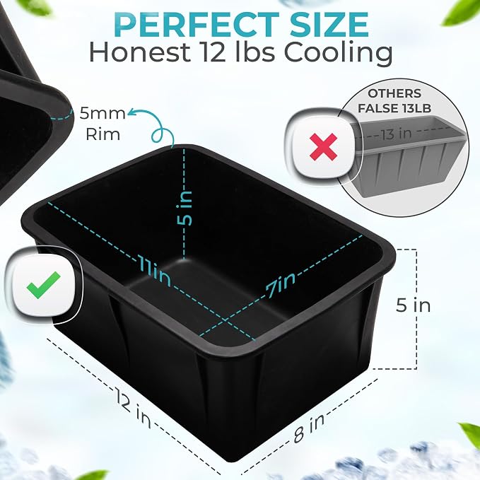 Ice Block Form Makes 12 Lb. Ice Cube 11" x 7" x 5" Largest Available Ice Block - Image 3