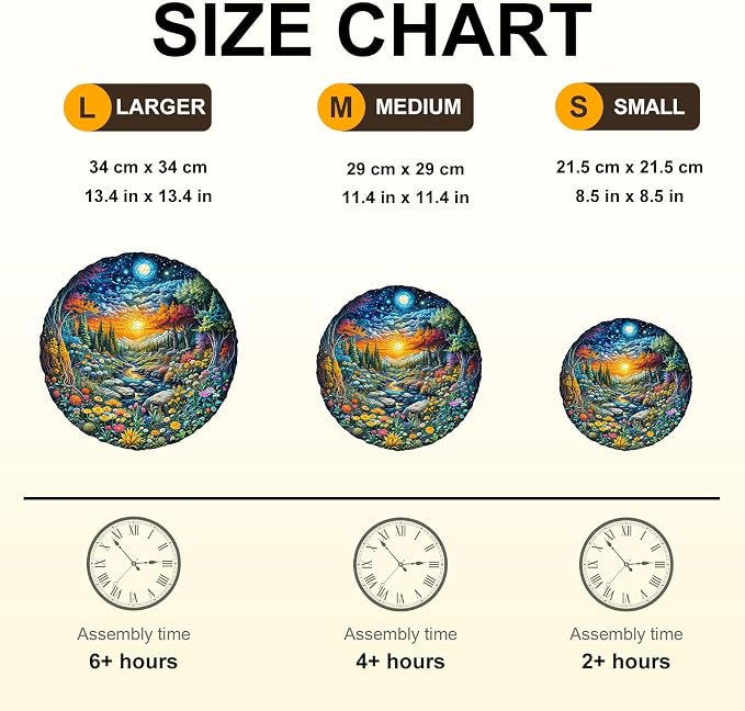 Sun Moon Forest Puzzles Adults Gifts Wooden 100 Pieces 8.5 * 8.5in - Image 4