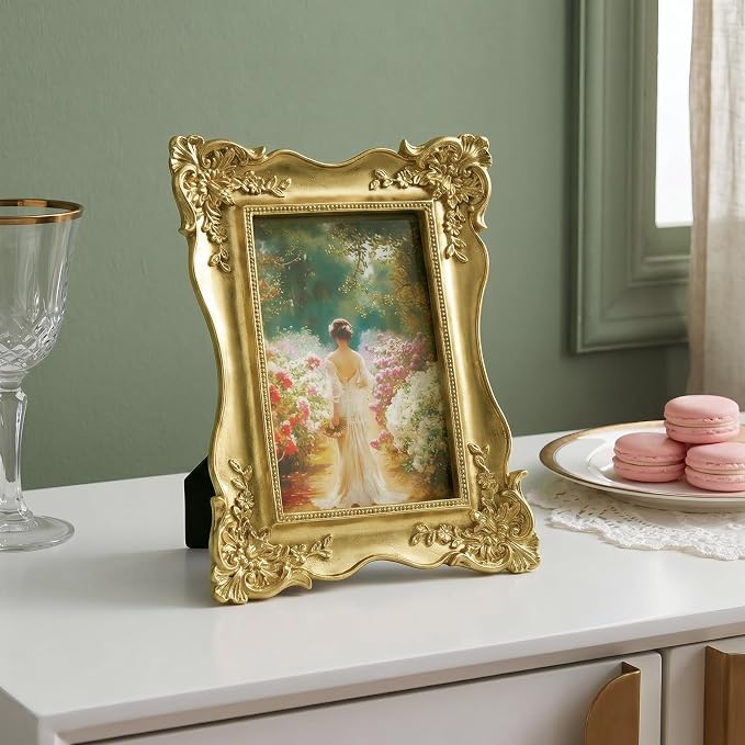Cuspin 4x6 Picture Frame Gold Vintage, Ornate Decorative Photo Frame - Image 4