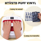 HTVSTD Grey Black White Puff HTV Heat Transfer Vinyl 6pcs 12×10in | 3D Puffy - Image 3