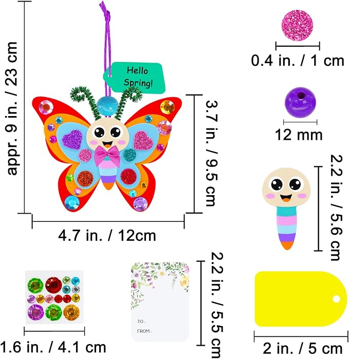 Winlyn 24 Sets Butterfly Craft Kits DIY 3D Rainbow Butterfly Ornaments - Image 8