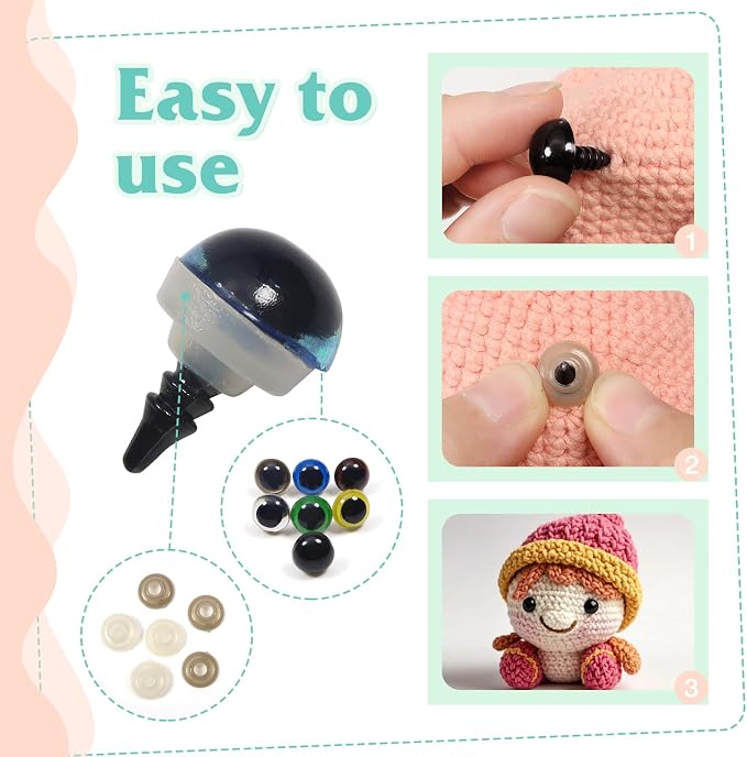 TOAOB 140pcs 10mm Colorful Plastic Safety Eyes Craft Eyes - Image 5