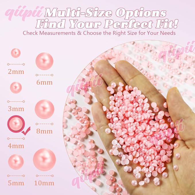 qiipii 3200PCS 4mm Small Pure Dark Pink Half Round Pearls Bulk - Image 3
