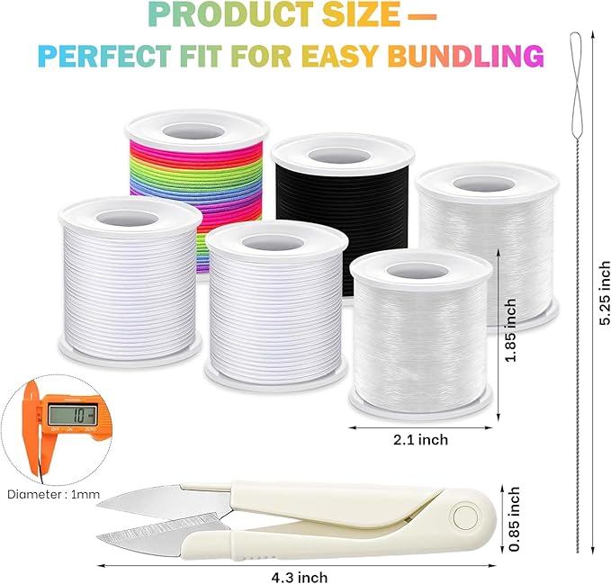 8pcs Elastic String Bracelet Making Kit, Stretchy Bracelet String, 6 Rolls 1mm - Image 2