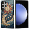 Case for Samsung Galaxy S23 Ultra Case, Sun Moon Stars Faux Stained Glass by Kapadiy