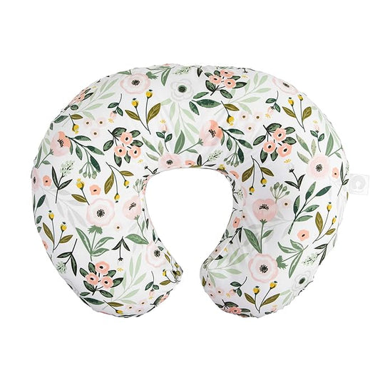 Boppy Original Nursing Pillow, Pink Garden, Ergonomic Nursing Essentials for Bottle and Breastfeeding, Firm Fiber Fill, with Removable Pillow Cover