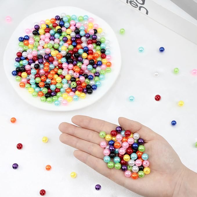 DUQGUHO Pearls for Bracelets 8mm Colorful Beads for Jewelry Making Fake Pearl - Image 5