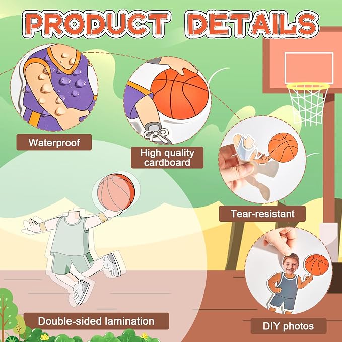 OBUSATT 60 Pcs Basketball Player Theme Cutouts Basketball Bulletin Board - Image 3