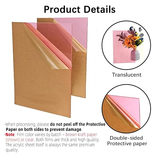 Pink Acrylic Sheets 8 * 12 inch 1/8" Thick Red Transparent Cast Acrylic - Image 3