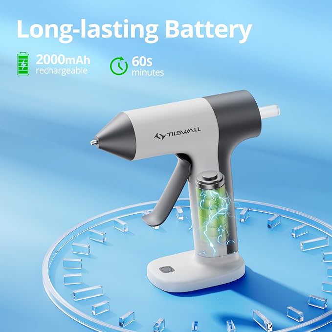 Tilswall Cordless Glue Gun, 4V Fast Preheating Hot Glue Gun - Image 2