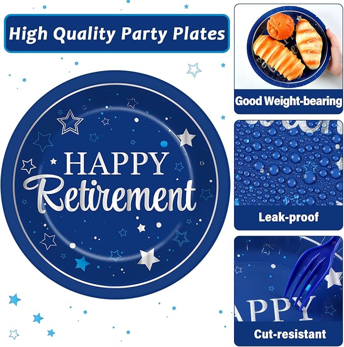 Qyeahkj 50 Guests Retirement Plates and Napkins Party Supplies Happy Retirement - Image 3