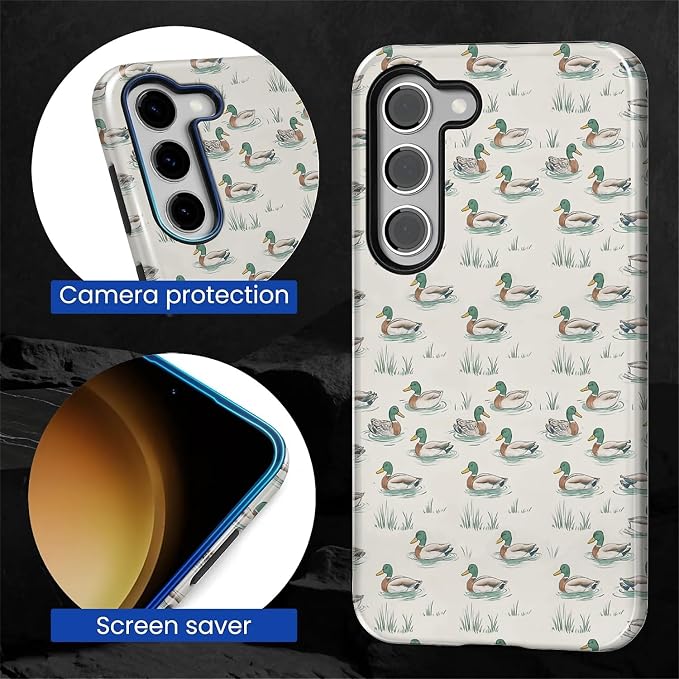for Samsung Galaxy S23 Case, Cute Duck Pattern Glossy 2 in 1 Shockproof Bumper - Image 6