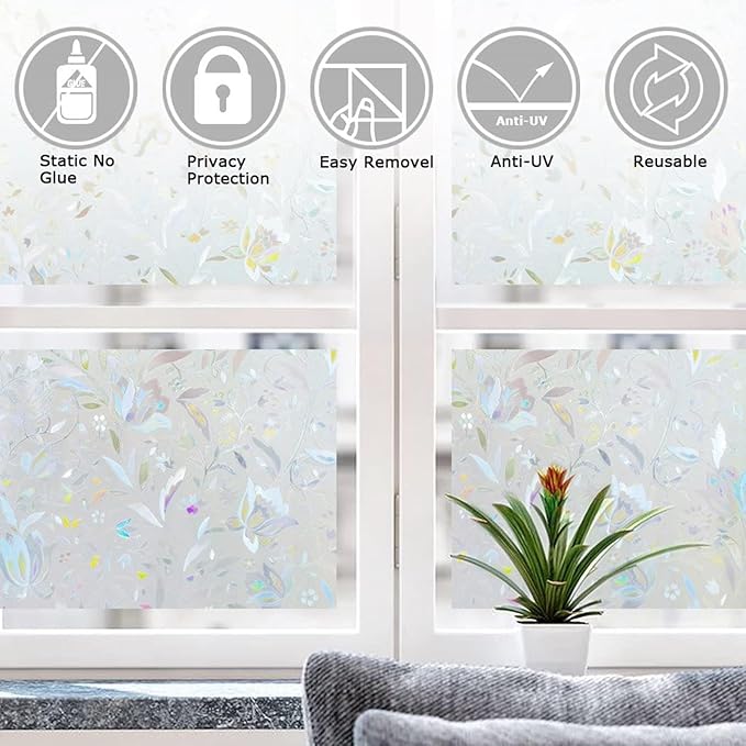 LEMON CLOUD Window Film, Decorative Window Privacy Film, 3D Stained Glass - Image 6
