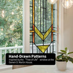 Faux Stained Glass Effect Transparent Window Film, Original Hand Drawn Static - Image 4