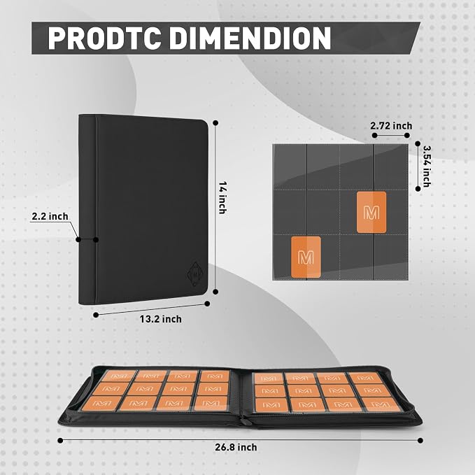 Premium Card Binder 12 Pocket for 720 Pockets Trading Card Binder, PU Zipper - Image 5