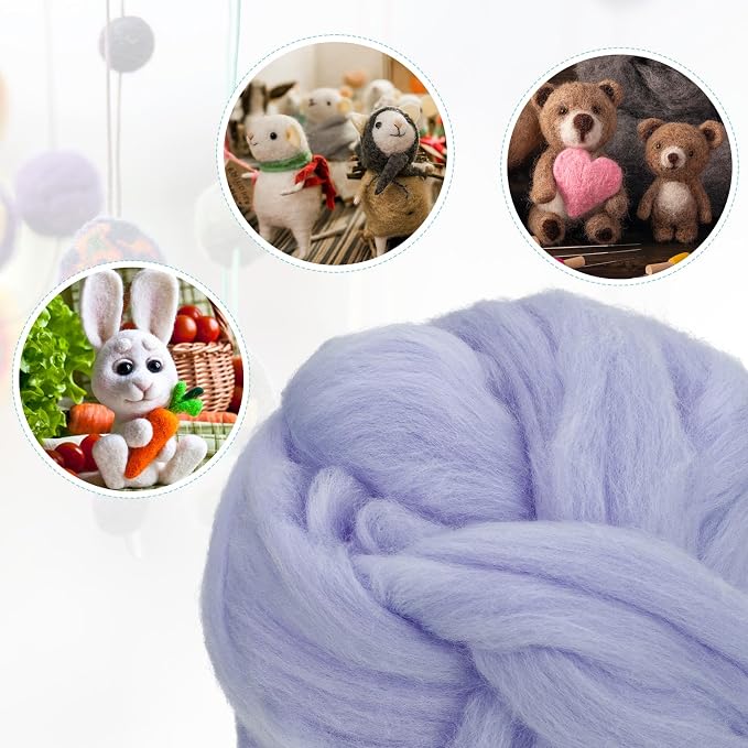 uxcell Needle Felting Wool, 8.5 Oz Nature Fibre Wool Yarn Roving - Image 4