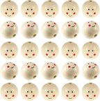 Wooden Beads 1 Inch/25mm Smile Smiley Face Large Hole Round Wooden Beads - Image 8