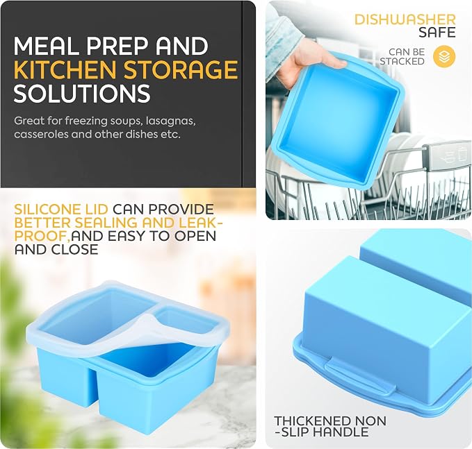 Silicone Freezer Trays with Lids, sauces and individual servings of lasagna - Image 6