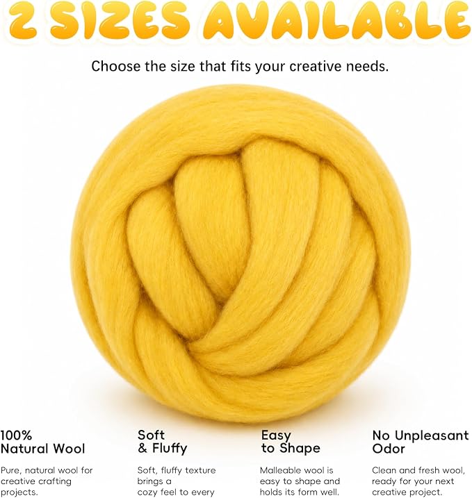3.53oz Wool Roving: Needle Felting Wool White Roving Wool Felting Supplies Pure - Image 7