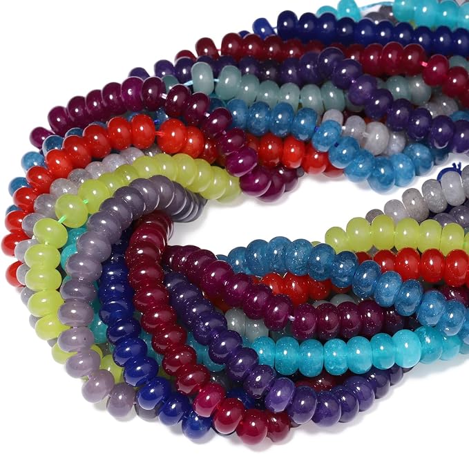 Songxi 5x8mm Natural Grey Chalcedony Stone Rondelle Beads, Gemstone - Image 9