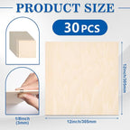 30 Pack Basswood Sheets for Crafts, Wood Burning, Architectural Models - Image 2