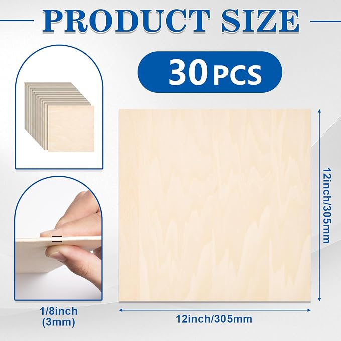 30 Pack Basswood Sheets for Crafts, Wood Burning, Architectural Models - Image 2